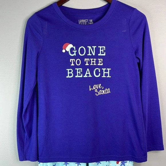 JAMMIES FOR YOR FAMILIES Girls Blue Graphic Christmas Holiday Pajama Set Size 16 - Picture 4 of 9
